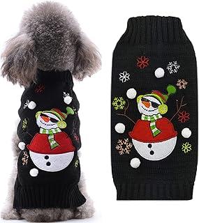 DOGGYZSTYLE Christmas Dog Sweater Xmas Pet Outfit Clothes Cute Black Snowman Costume Puppy Cat Knitted Jumpers