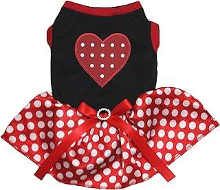 Petitebella Heart Puppy Dog Dress (Black/Red Dots)