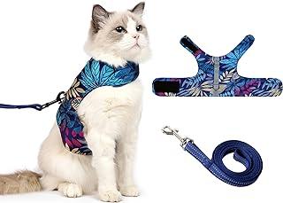 Cat Harness and Leash for Walking Escape Proof Air Mesh Fabric Outdoor Walk Vest with Reflective Strips