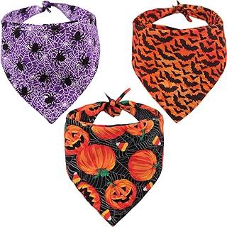 KZHAREEN 3 PCS/Pack Halloween Dog Bandana Pumpkin Reversible Triangle Bibs Scarf Accessories