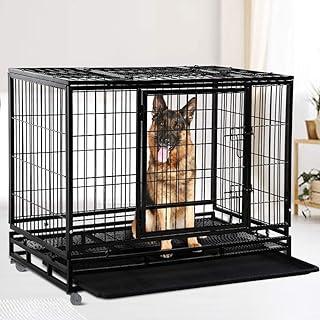 Large Pet Kennel Fence with Lockable Wheels and Plastic Tray