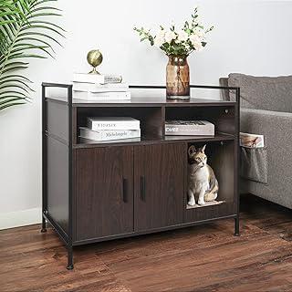 Cat Washroom Bench Storage Cabinet Large with Double Doors and Open Shelf for Bedroom