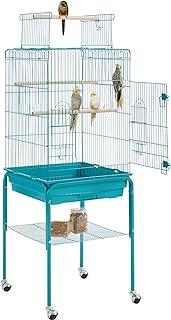 Topeakmart Metal Parrot Cage w/Rolling Stand for Small Birds