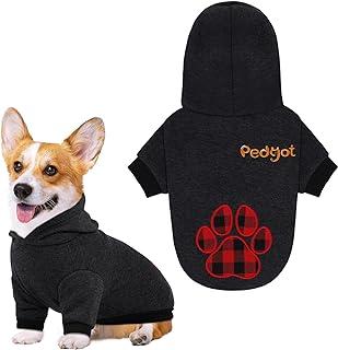 Pedgot Pet Hoodie Clothes with Dog Paw Shaped Buffalo Plaid Print