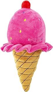 10 Inch Plush Pet Toy Strawberry Ice Cream Cone with Cherry on Top