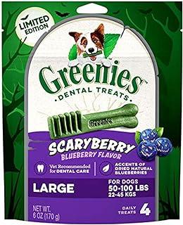 Greenies ScaryBerry Blueberry Flavor Large Halloween Natural Dental Dog Chew Treats, 6 oz. Pack