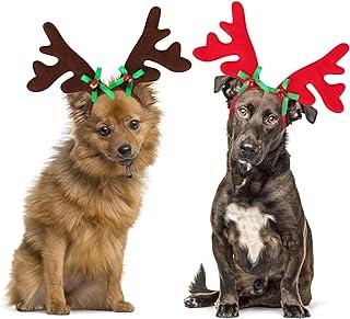 BWOGUE 2 Set Dog Elk Reindeer Antler Headband for Christmas