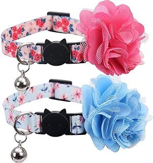 Lamphyface 2 Pack Cat Collar Floral with Bell and Removable Flower Breakaway