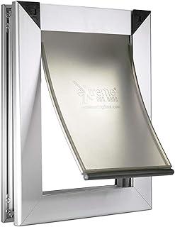 Small Silver Dog Door with Single Flap and Shatter Resistant Locking Security Plate