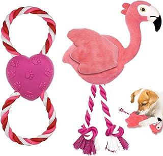 Squeaky Flamingo Dog Plush Toy with 3″