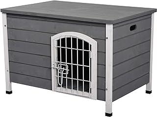 PawHut 31″ L Wooden Decorative Dog Cage Kennel Wire Door with Lock