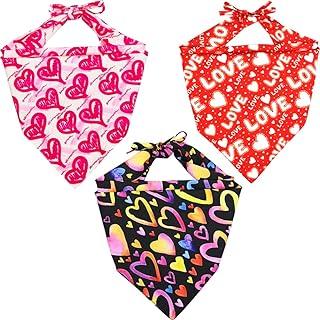 Lamphyface 3 Pack Valentine’s Day Dog Bandana Triangle Bib Scarf Accessories