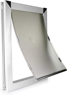 Large Silver Dog Door with Single Flap and Shatter Resistant Locking Security Plate