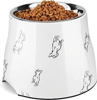 Flexzion Elevated Dog Bowl with Removable Stainless Steel Pet Feeder for Food and Water