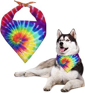 Dog Bandana, Tie-dying Rainbow Spiral Pet Kerchief
