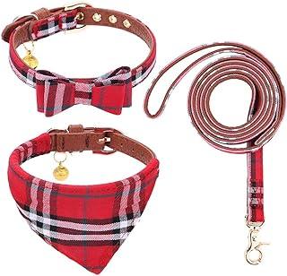chede bow tie dog collar and leash set Classic Plaid Adjustable Dogs Bandana