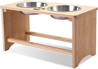 MRECHIR Raised Pet Bowls, Bamboo Elevated Dog Food and Water