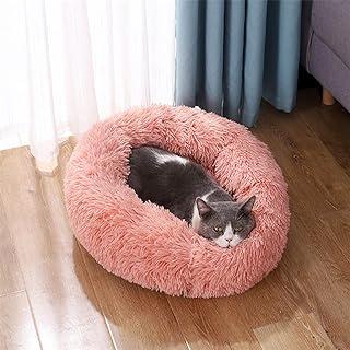Allneo Detachable Original Calming Donut Cat and Dog Bed 32″‘ Luxury Shag Long Fur Cuddler Machine-Washed&Self Heating Indoor