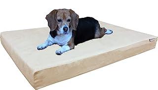Dogbed4less Orthopedic Memory Foam Pet Bed with Suede Khaki Cover and Waterproof Liner