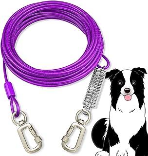 Dog Tie Out Cable with Spring for Outdoor, Yard and Camping No Tangle Rust Proof Training