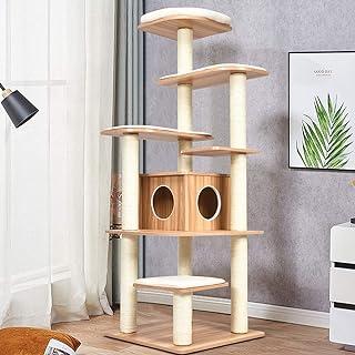 Tangkula Modern Wood Cat Tree with Multi-Layer Platform