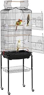 Topeakmart Open Play Top Large Parrot Bird Cage with Stand for Budgies