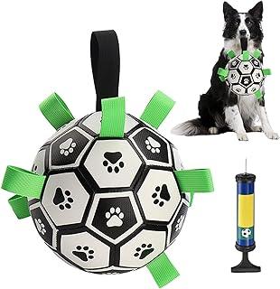 Coecosi Dog Toy Soccer Ball with Grab Tab,White (Medium Size)