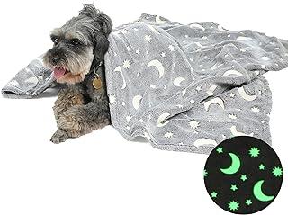 LUCKITTY Star Moon Dog Throw Blanket Glow in The Dark