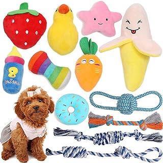Feeko Squeaky Plush Dog Rope Toy 12 Pack for Puppy