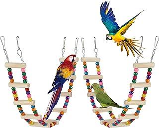 2 Pack Endearing Tails Burlywood Bird Ladder Bridge, Made of Natural Wood and No Dyeing