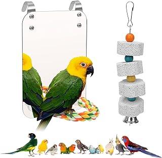 Bird Toys Swing Parrot Grinding Stone with Bell for Parakeet Cockatoo