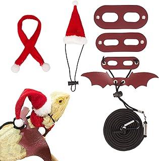 ADOGGYGO Christmas Bearded Dragon Santa Hat Scarf Lizard Leash Harness Set