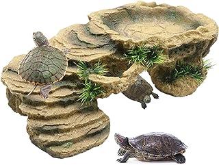 PINVNBY Turtle Basking Platform,Tortoise Resin Dock Resting Rock Reptile Habitat Ornament Hiding Cave