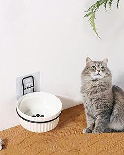 Raised Cat Ceramic Bowl,Wall Mount Elevated Pet Feeding Dishes