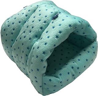 Warm Hanging Cage Cave Bed for Small Animals (M, Star-Blue)