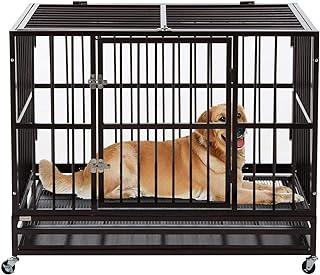 Walnest 42 Inch Heavy Duty Indestructible Dog Crate with Lockable Wheels