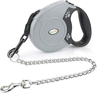 Idepet Heavy Duty Retractable Dog Leash for Small and Medium dogs, Anti-Chewing Steel Chain 360 Degree Tangle Free