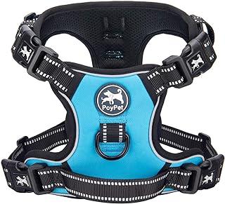 PoyPet Dog Harness No Pull, Reflective with Front & Back 2 Leash Hooks
