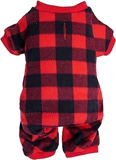 Topbuti Pet Christmas Pajamas Red Black Buffalo Plaid Jumpsuit Puppy Dog Soft Winter Clothes