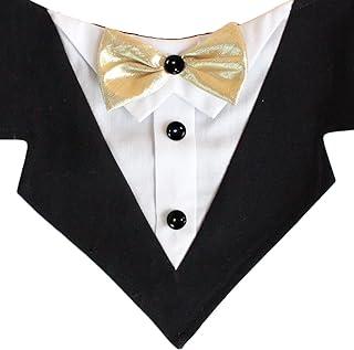 Tail Trends Formal Dog Wedding Bandana with Gold Ribbon Bow Tie