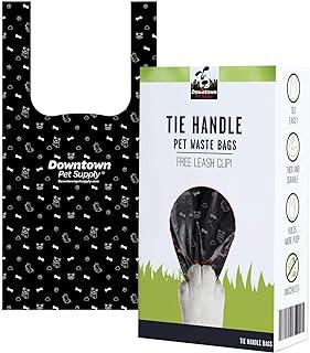 Downtown Pet Supply Large Poop Bags with Dog Leash Clip and Tie Handle