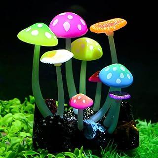 Uniclife Glowing Effect Artificial Mushroom Aquarium Ornament Decoration for Fish Tank Landscape