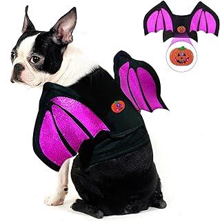 azuza Dog Bat Wings with Pumpkin Led Light Halloween Pet Costume