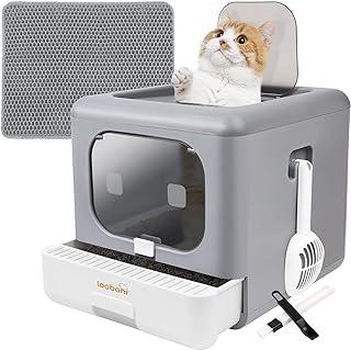 LOOBANI Foldable Cat Litter Box with Lid,Anti-Splashing Kitty Potty