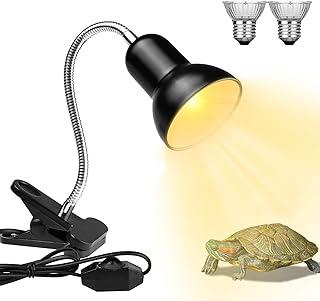 Rotatable Basking Lamp for Lizard Turtle Snake Aquarium Aquatic Plants with 2 Heat Bulbs