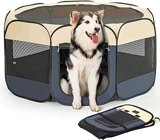 Portable Playpen for Large Dogs 49 Inches-Thick Lockable Zip +Waterproof Bottom+Reinforcing Suture