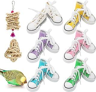 Bird Chewing Toys, 12 Piece Parrot Sneakers Colorful Cotton Shredder Hanging Cage