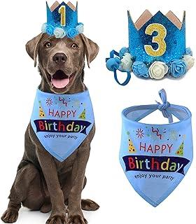 POSAPET Pet Birthday Bandana Scarfs Set Blue