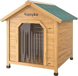 Homykic Dog House Outdoor Wooden with Door Flap, for Cat Rabbit Bunny