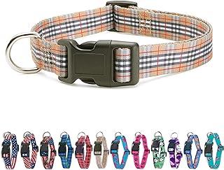 Red Brown Tattersall Plaid Dog Collar